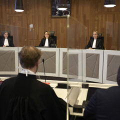 THE HAGUE, NETHERLANDS - SEPTEMBER 22: Judges are seen as a Dutch court rules that, in the search for illegal residence, Dutch people of colour are singled out as potentially non-Dutch, seen as foreigners every time they come home. on September 22, 2021 in The Hague, Netherlands. A coalition of civil society groups and civilians have taken the Dutch State to court over the Royal Netherlands Marechaussee (KMar) border control tactics that have been deemed discriminatory. (Photo by Pierre Crom/Getty Images)